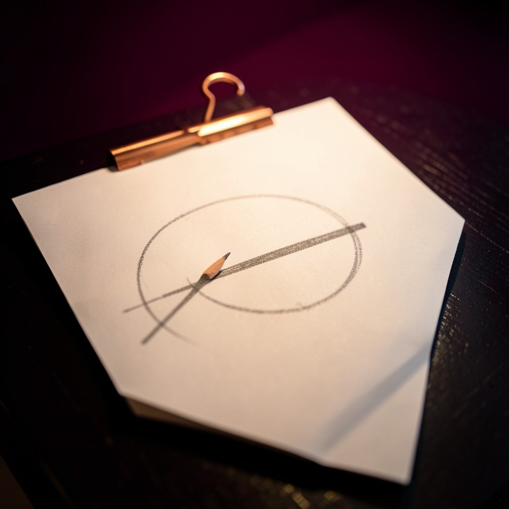 A paper chart where a pencil line approaches a horizontal mark and turns back